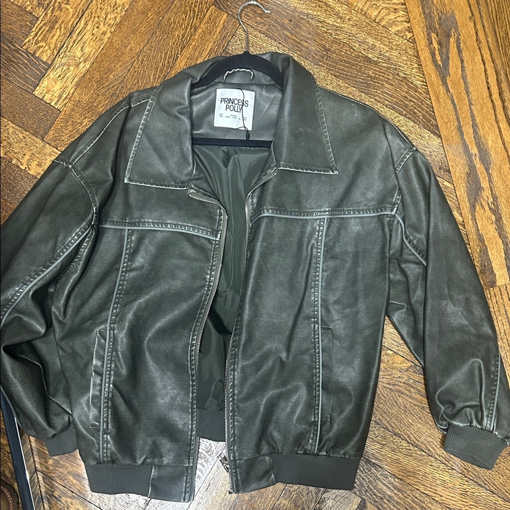 Princess Polly Men's Olive Bomber Jacket